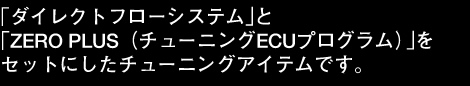 「ダイレクトフローシステム」と「ZERO PLUS（チューニングECU）」をセットにしたチューニングアイテムです。